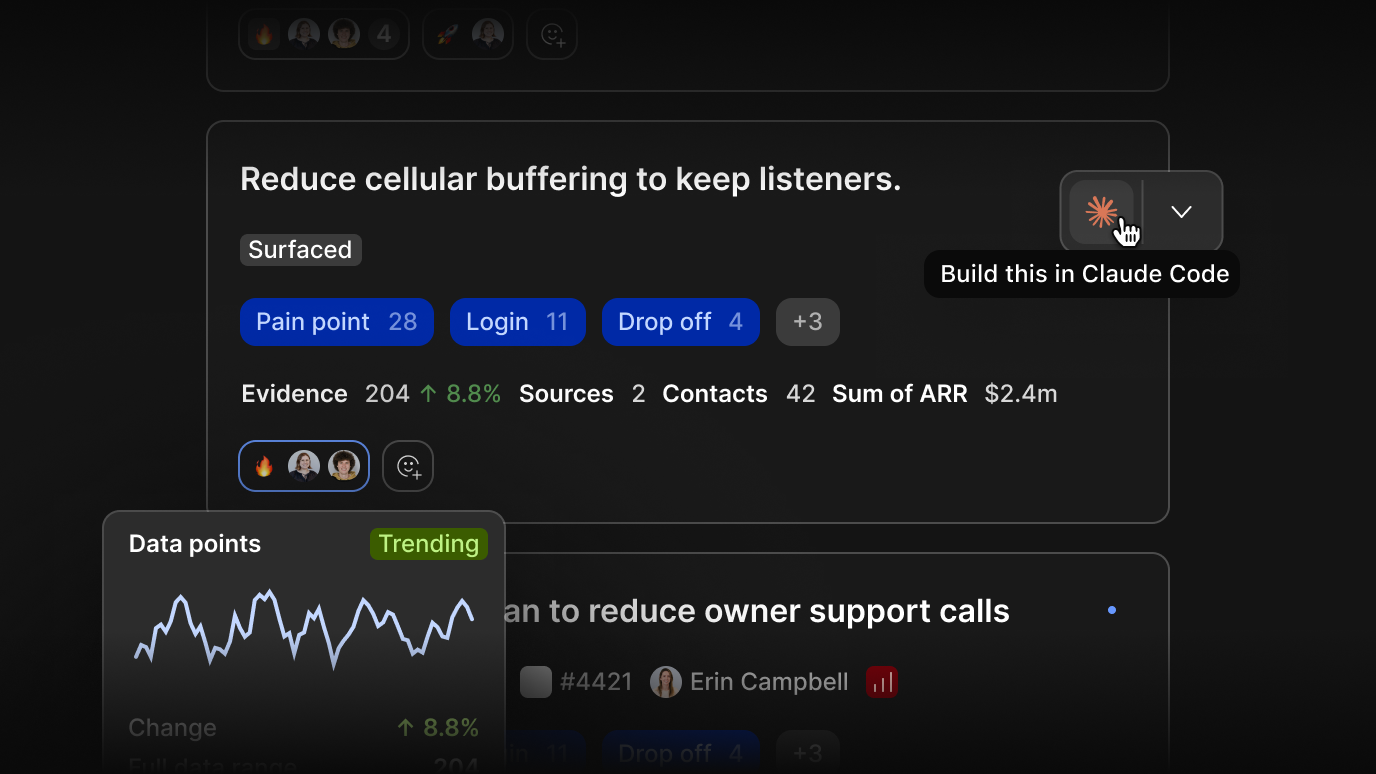 Send context and customer feedback from Channels to Claude Code and Cursor in one click