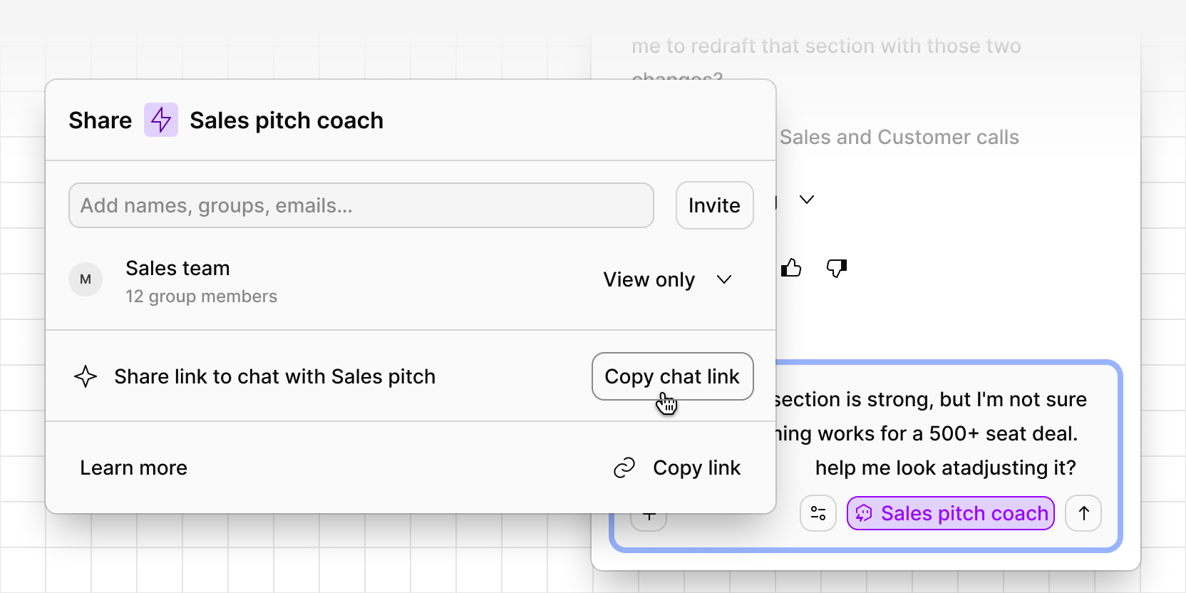 Share a direct link to chat with your digital twin
