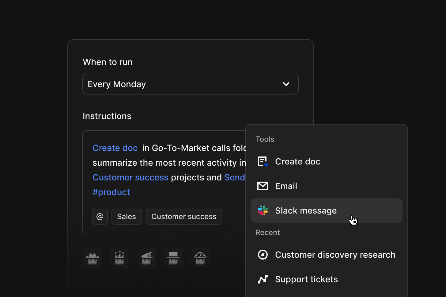 An agent configured to watch data and send its output to Slack