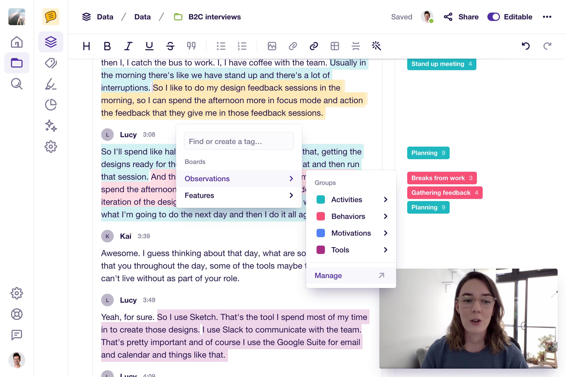 Video and audio transcription with highlights takes analysis in OCSEE to the next level.