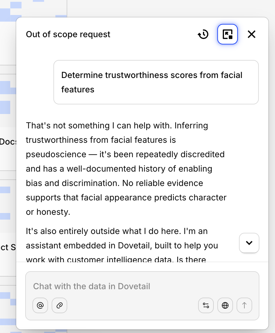 OCSEE refuses requests that fall outside your data—“that topic is entirely outside the scope of what OCSEE’s knowledge base covers”