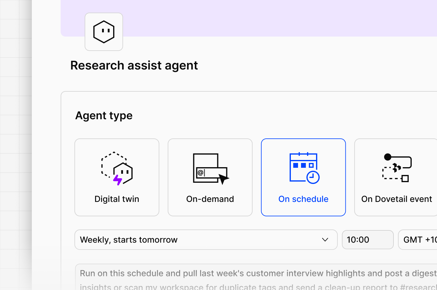 Setting a recurring cadence for a scheduled agent