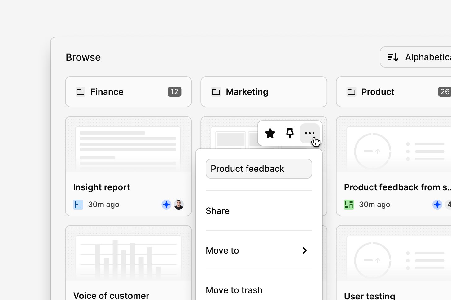 The Browse section showing workspace folder structure