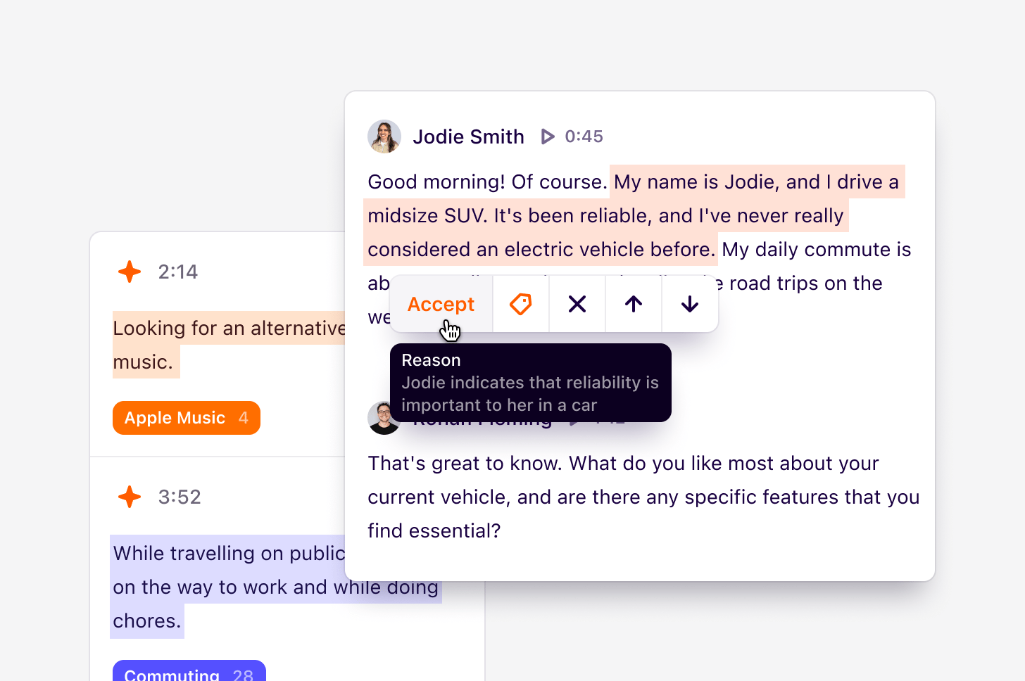 AI highlights finding and tagging key moments in a call