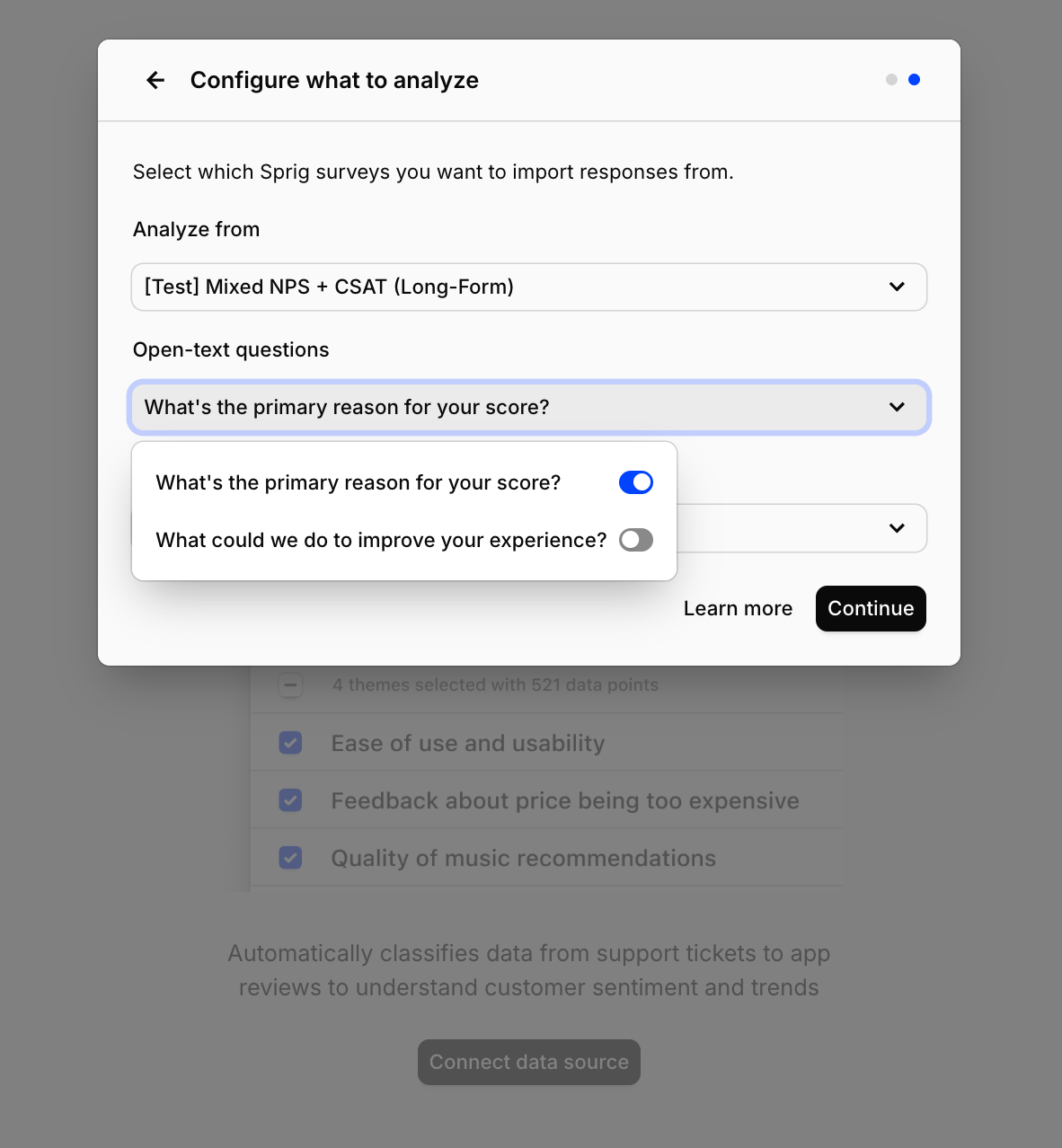 Choosing which Sprig studies and backfill window to import