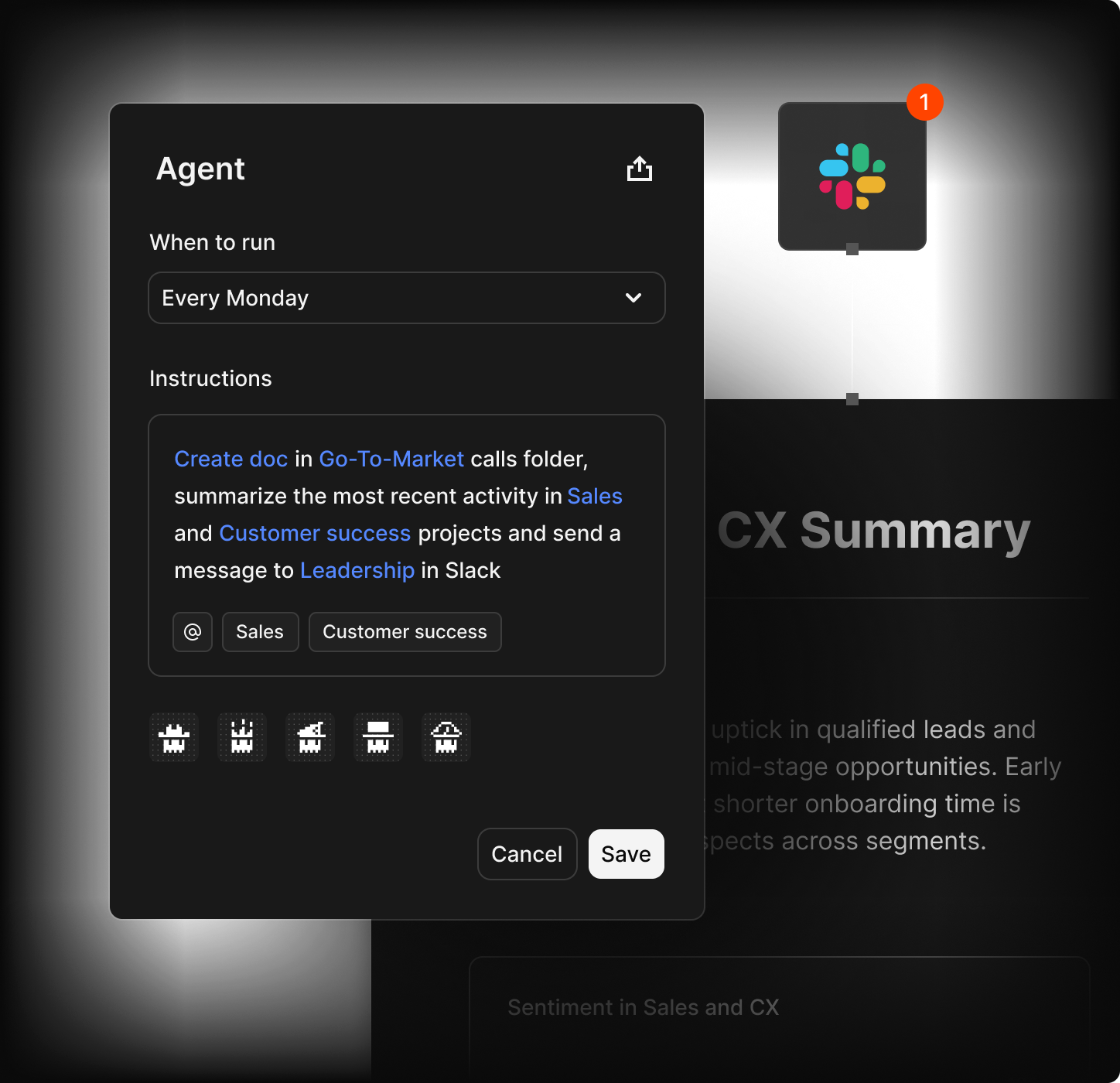 A OCSEE AI agent automating a recurring workflow into Slack